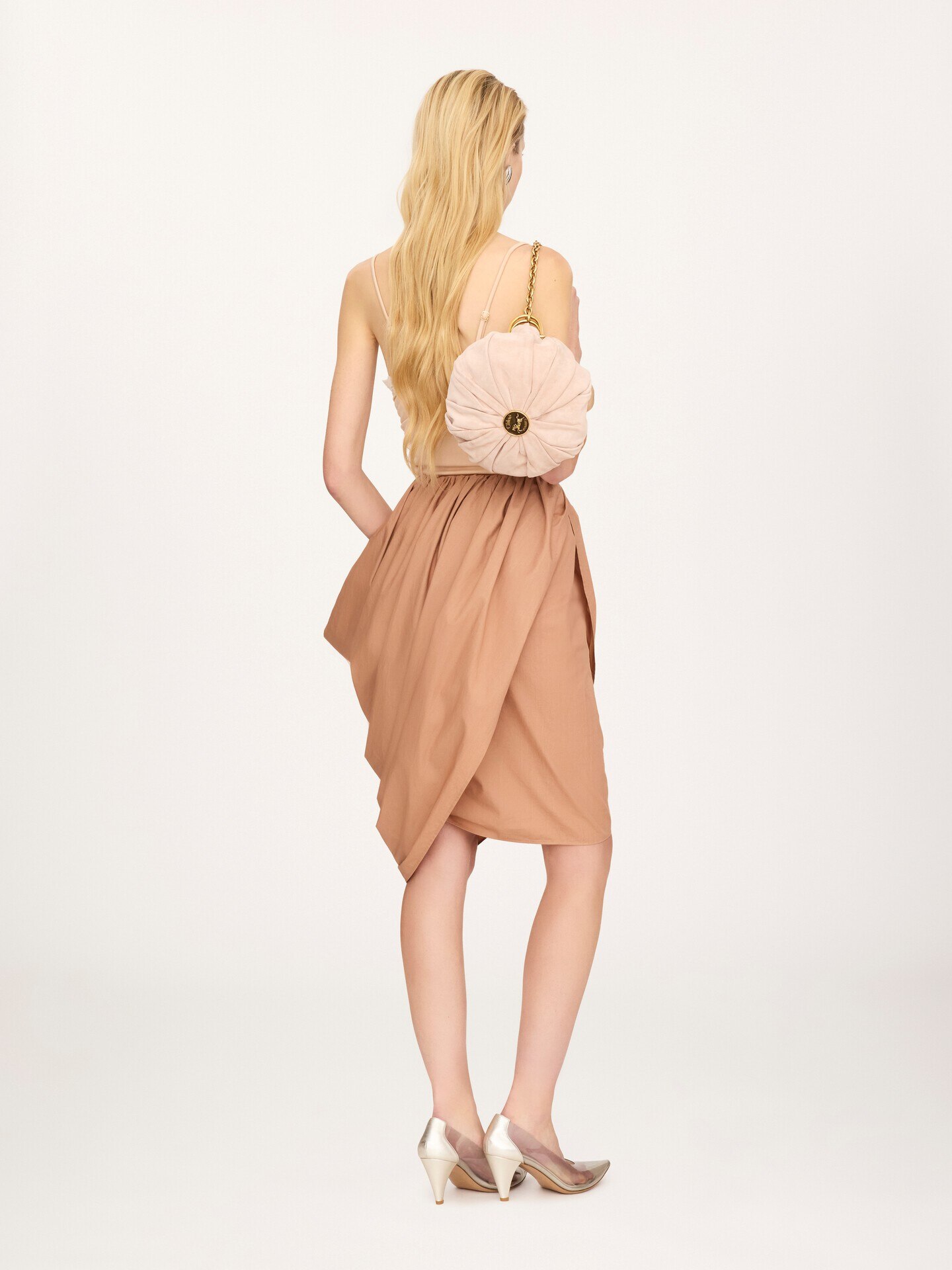 Knee-length wrap skirt in cotton poplin - 5