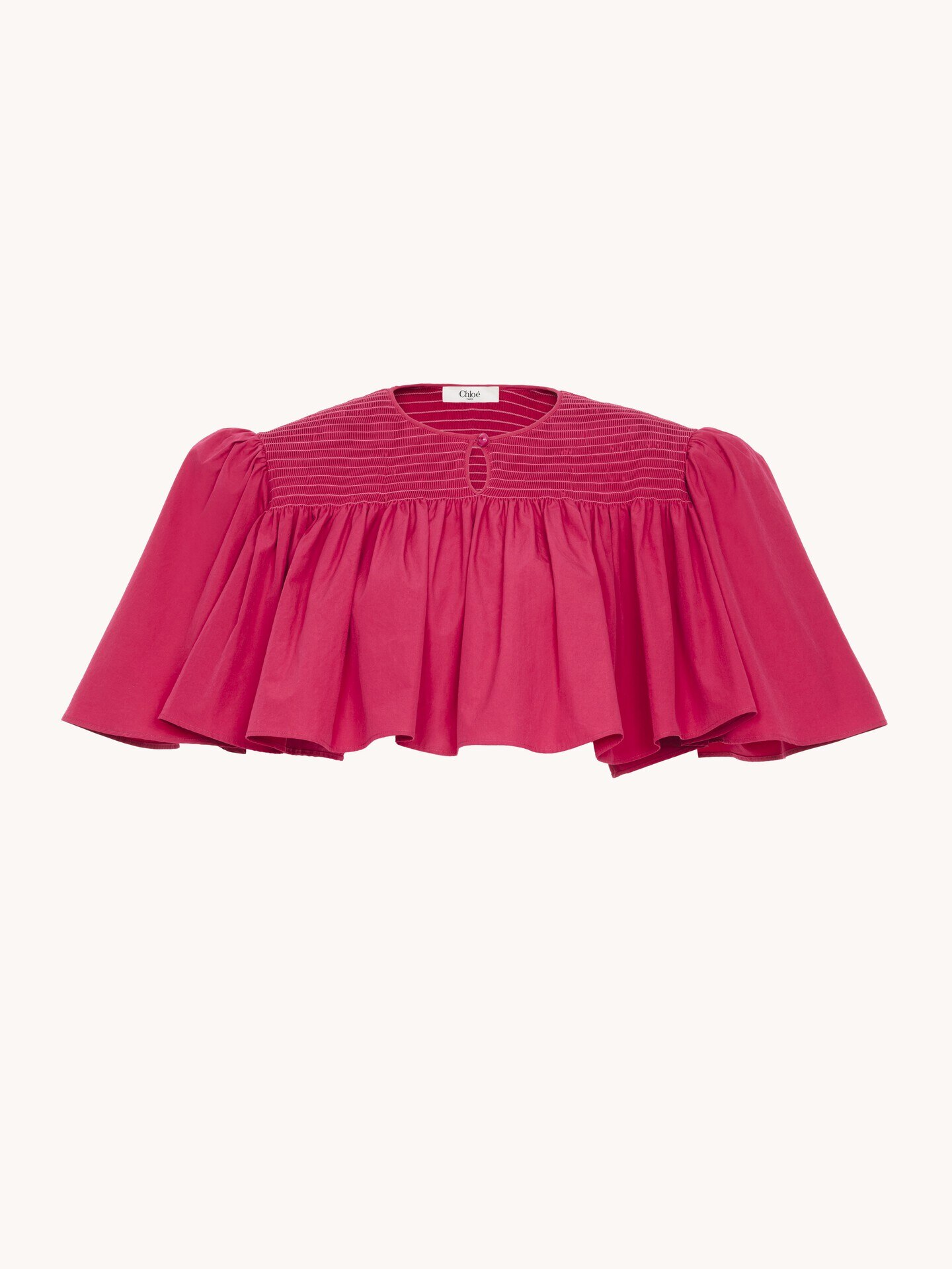 Gathered cropped top in cotton poplin - 2.0