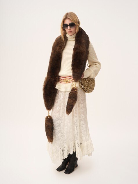 Pull col roul&eacute; oversize en maille de laine et mohair