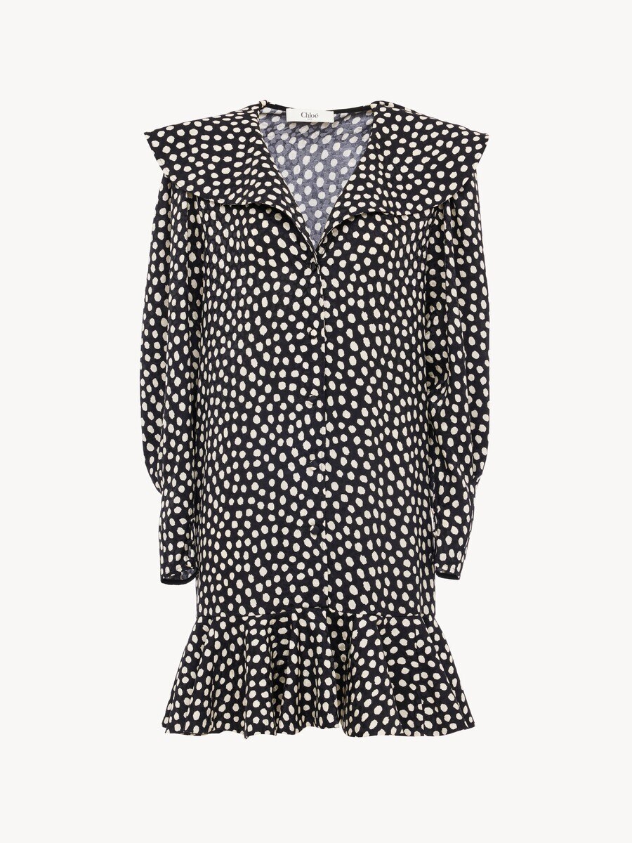 Lang&auml;rmeliges Minikleid aus Seidenjacquard - 2