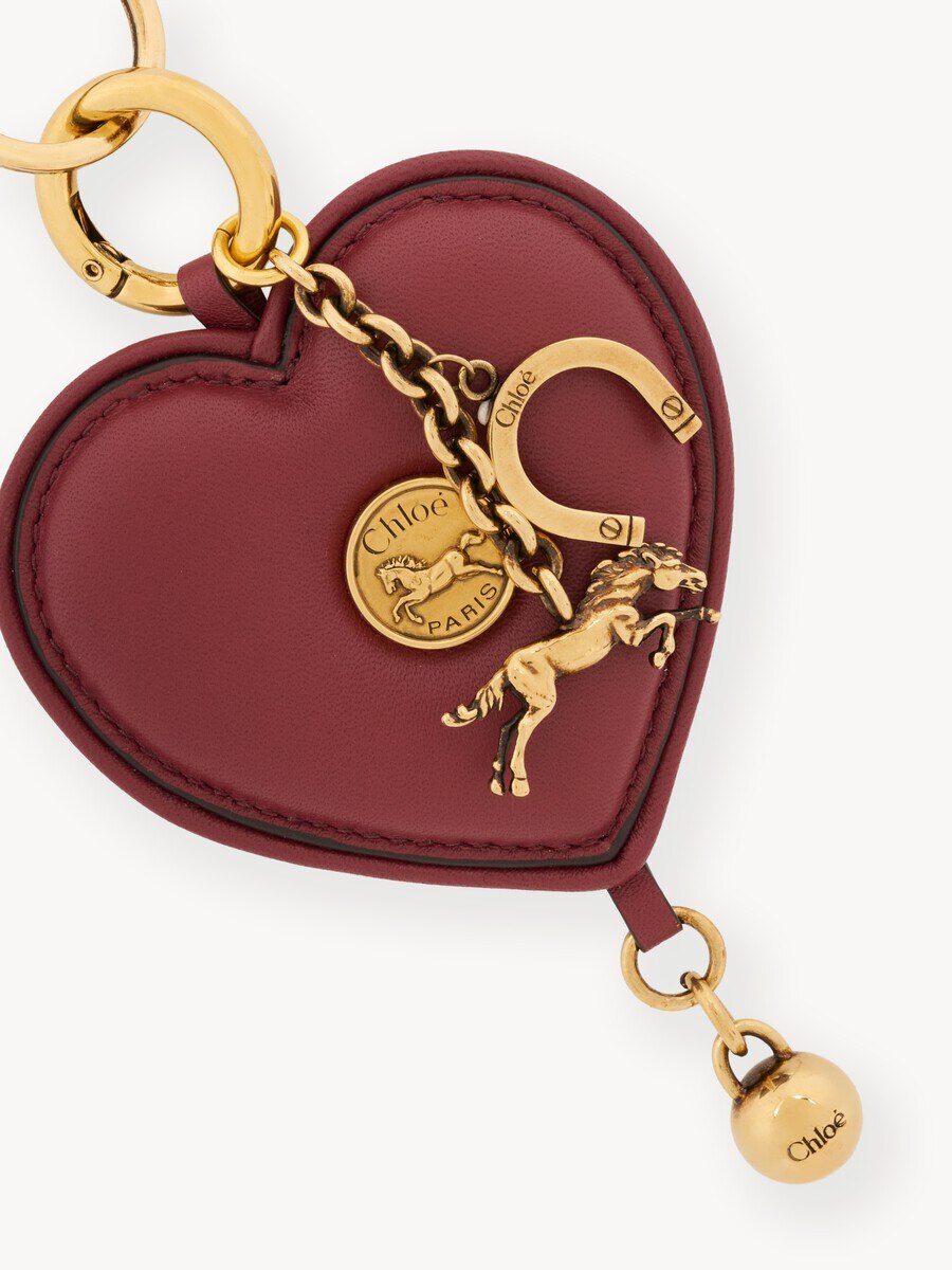 Chlo&eacute; Symbols Heart key ring bag charm in soft leather - 3