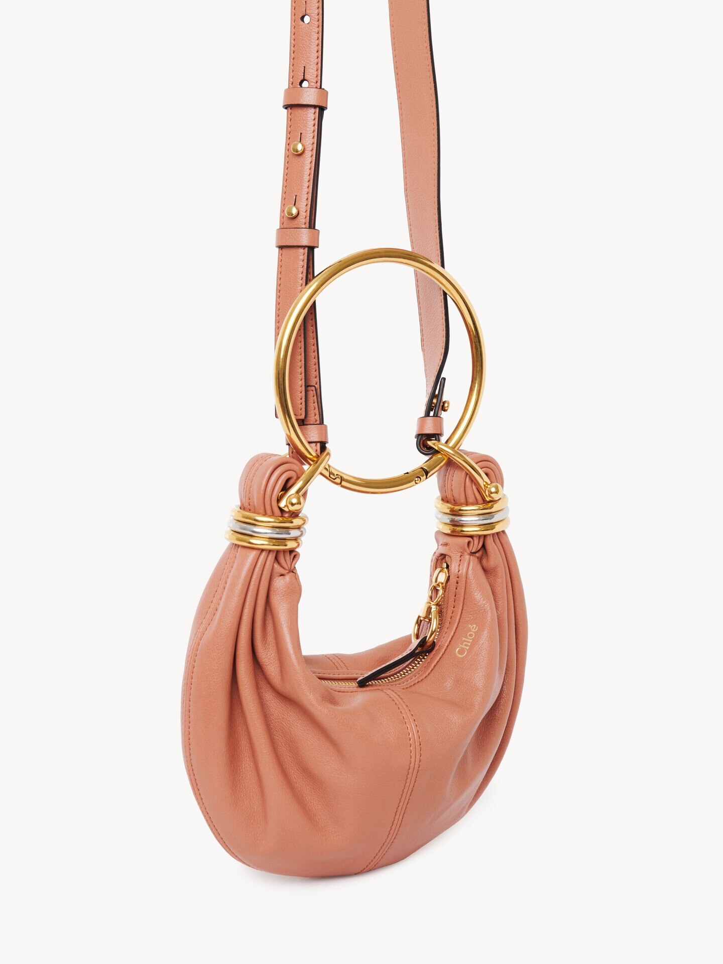 Mini sac hobo Bracelet bag en cuir grain&eacute; - 6