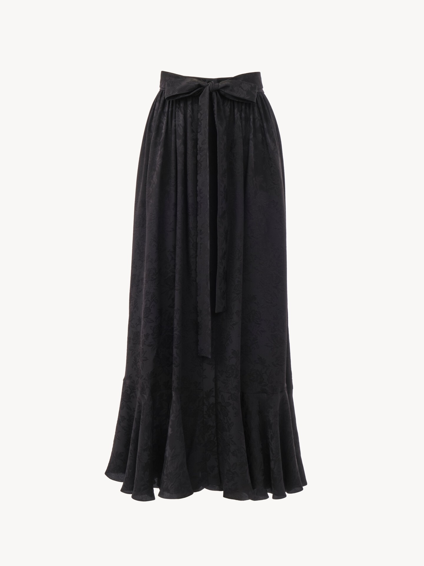 Gathered midi skirt in silk jacquard - 1