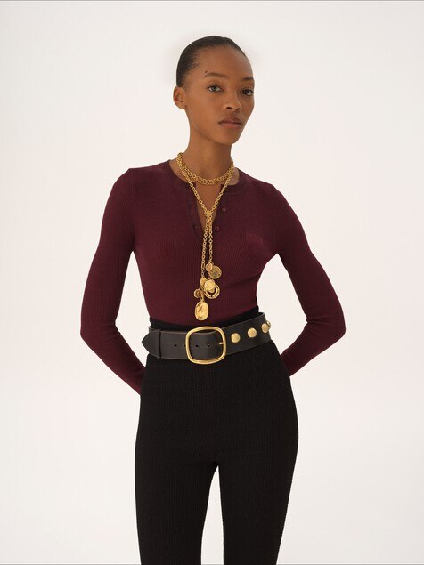 Henley shirt in superfine wool knit