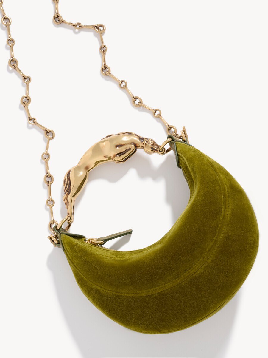 Small Chain Horse shoulder bag in velvet - 8