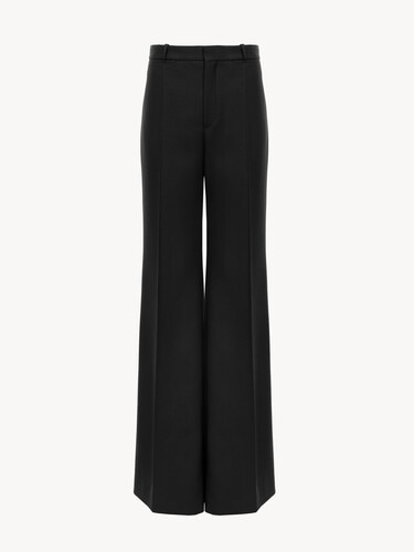 Flared tailored trousers in wool grain de poudre - 2
