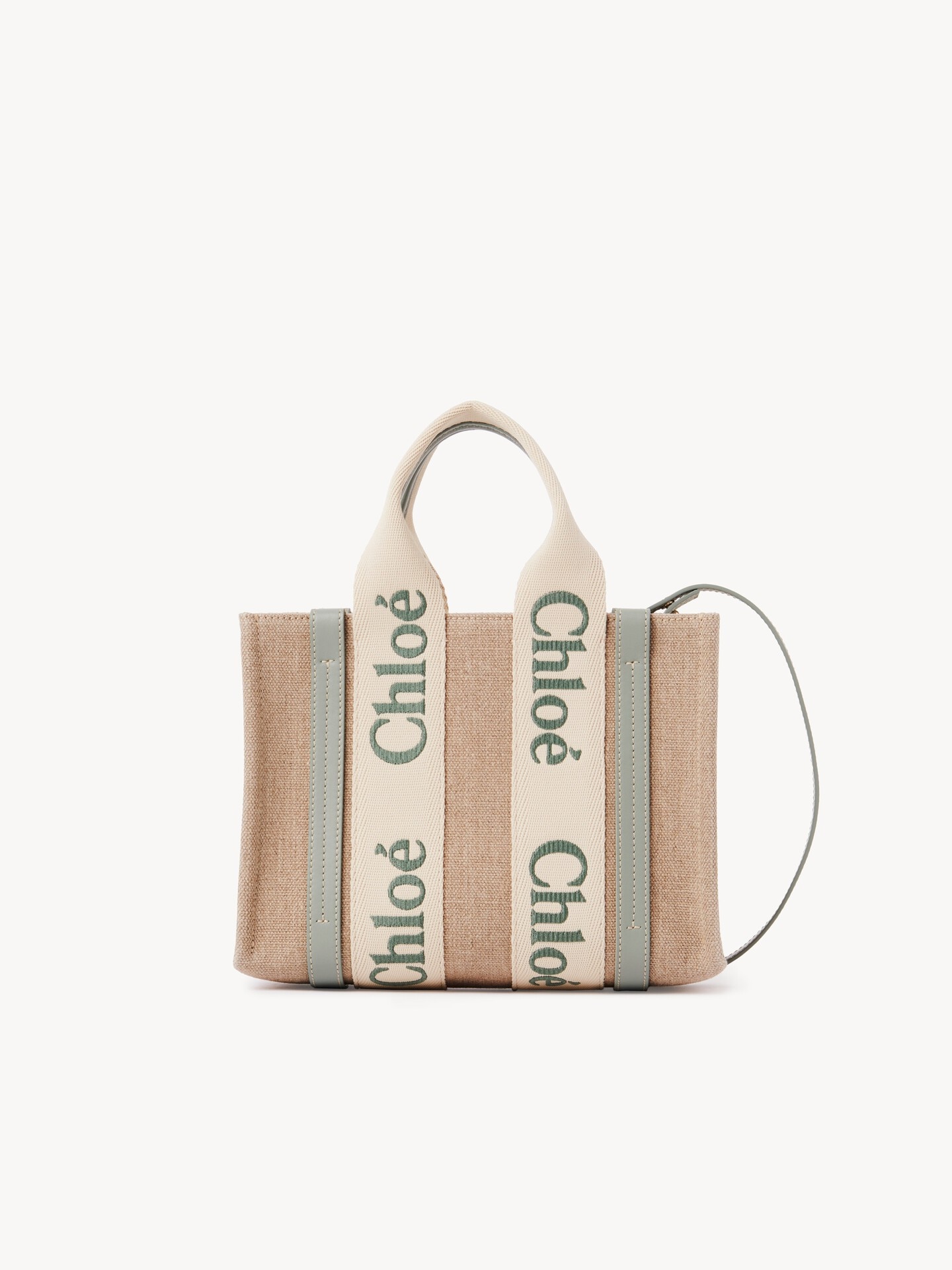 Small Woody tote bag in linen - 2
