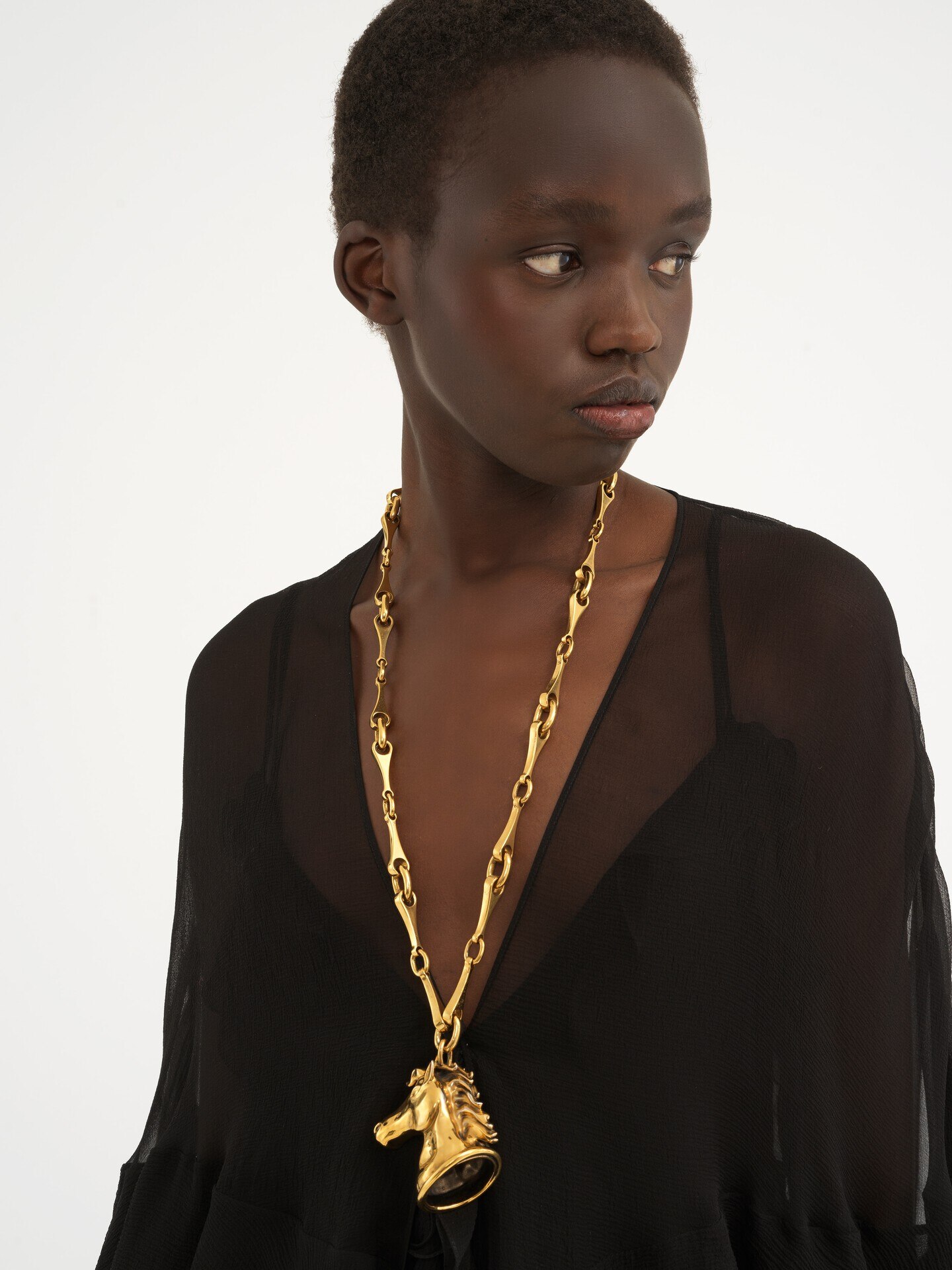 Long ruffled dress in silk mousseline - 6