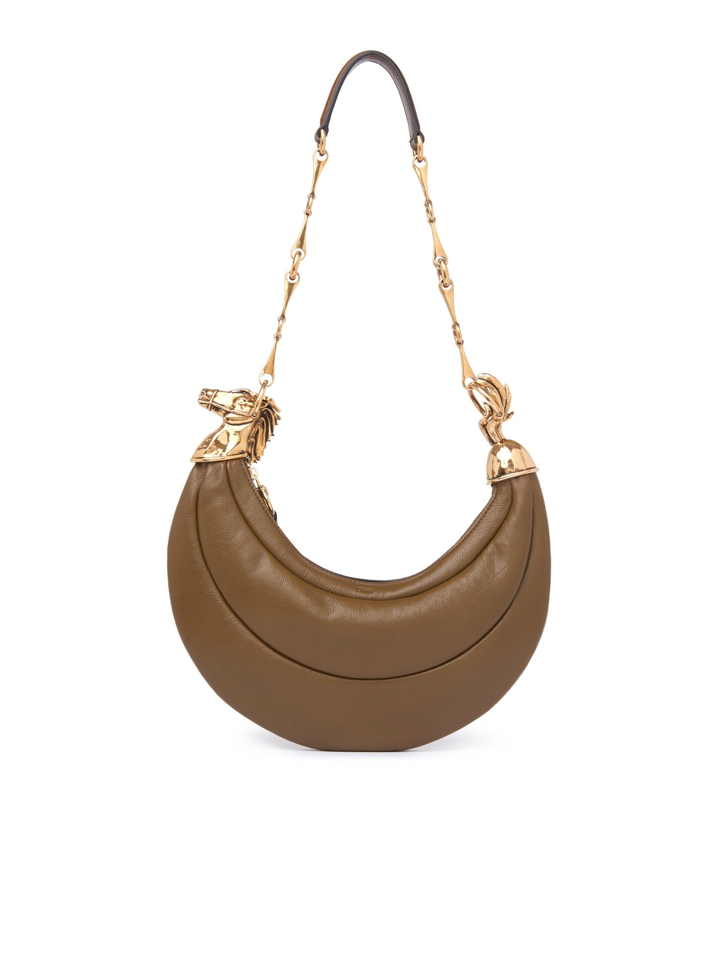 Chain Horse shoulder bag in grained leather White - Chloé