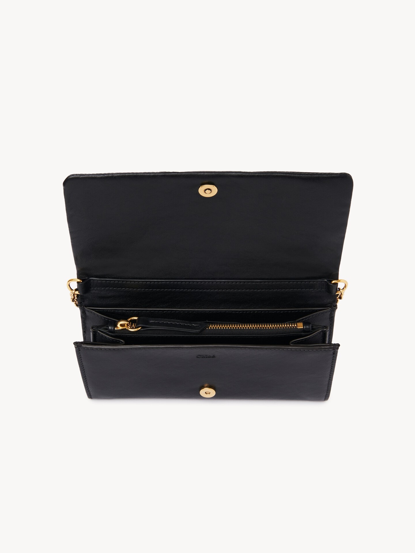 Chlo&eacute; Spin flap wallet on chain in grained leather - 6
