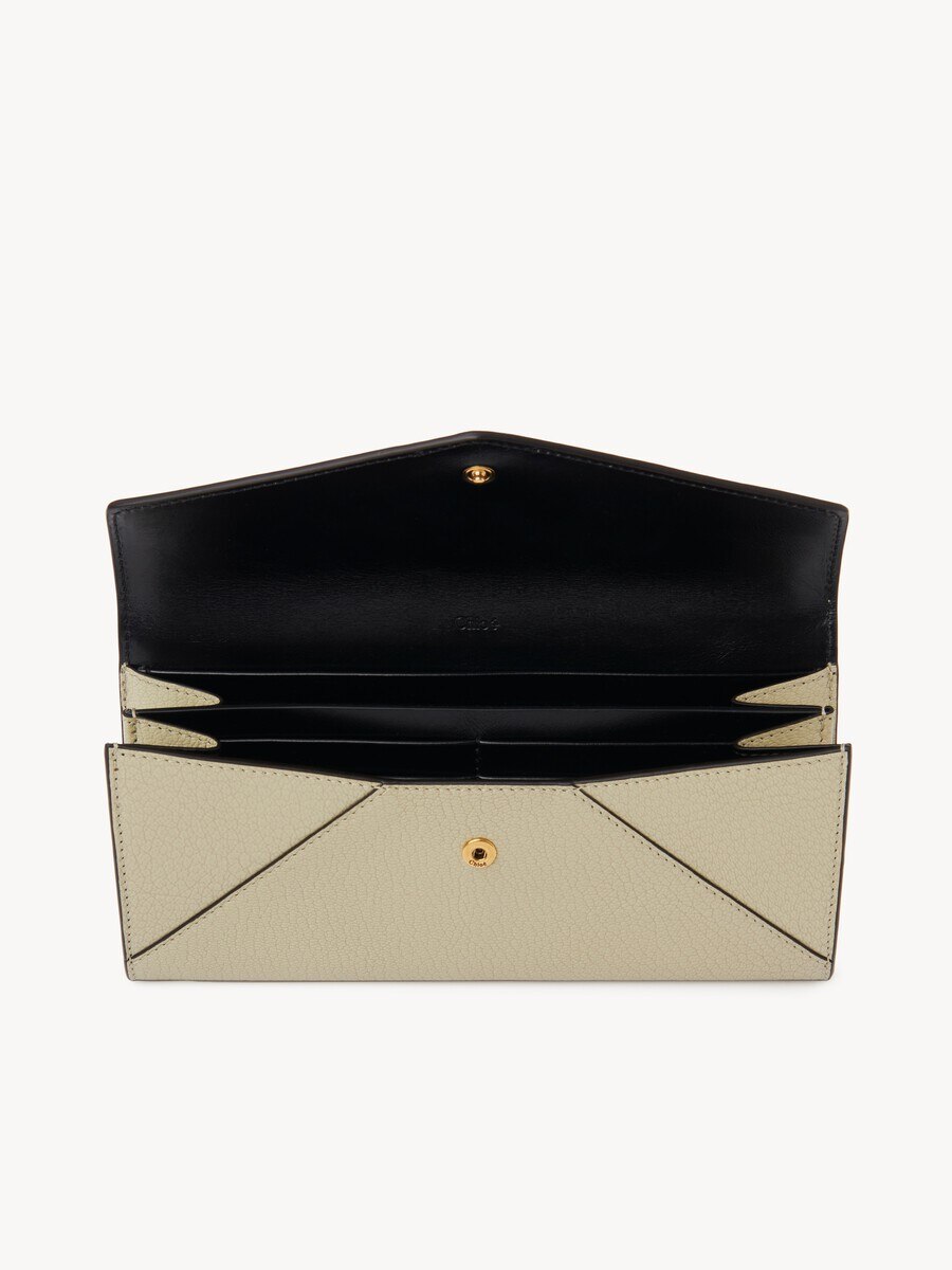 Envelope long wallet with flap in grained leather - 6