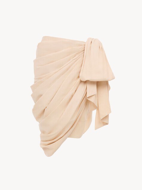 Knee-length wrap skirt in cotton poplin
