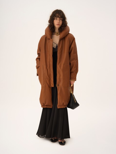 Doudoune longue en cuir