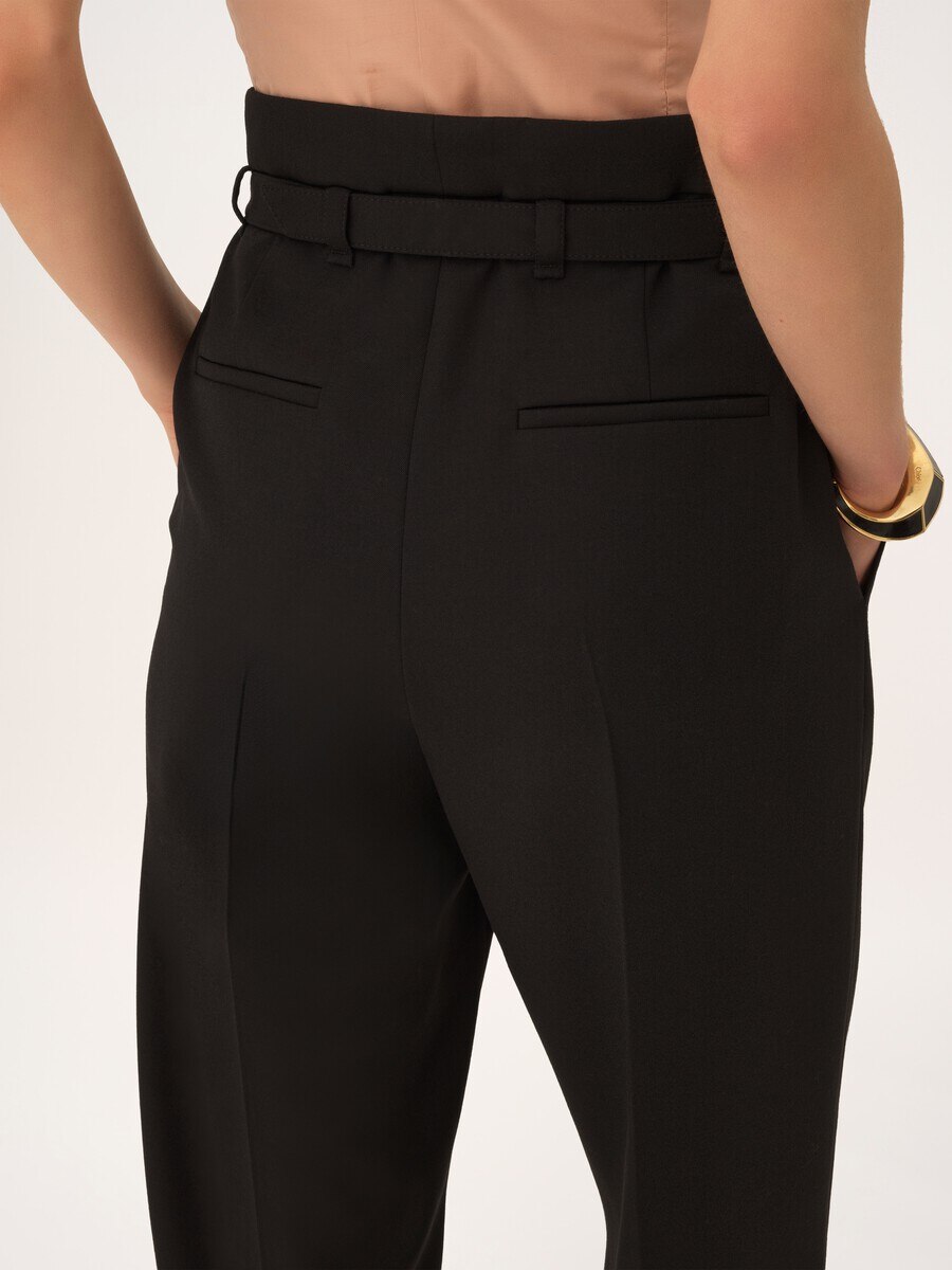High-rise wide-leg pants in wool grain de poudre - 6