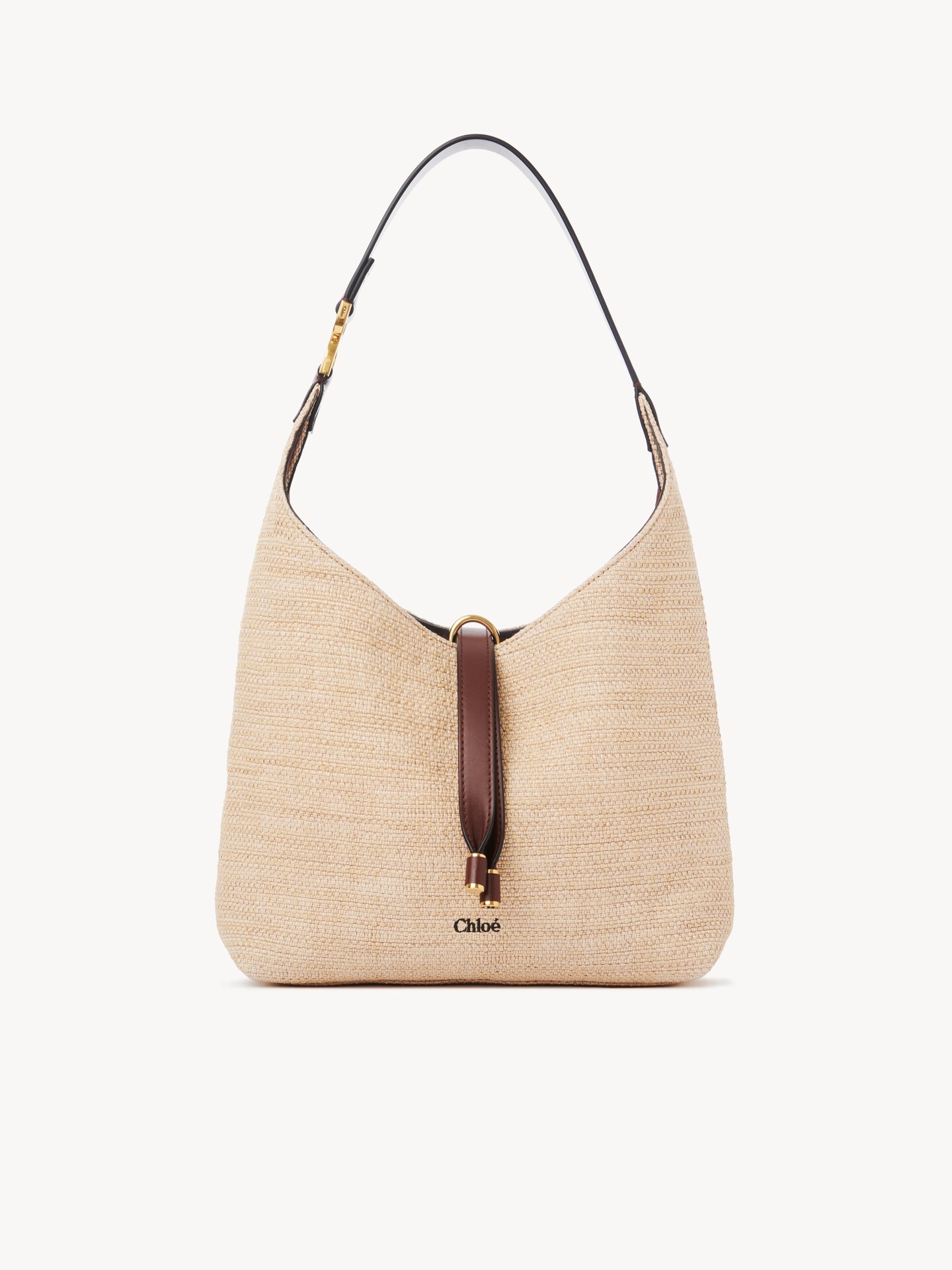 Small Marcie hobo bag in raffia-effect fibers  - 1