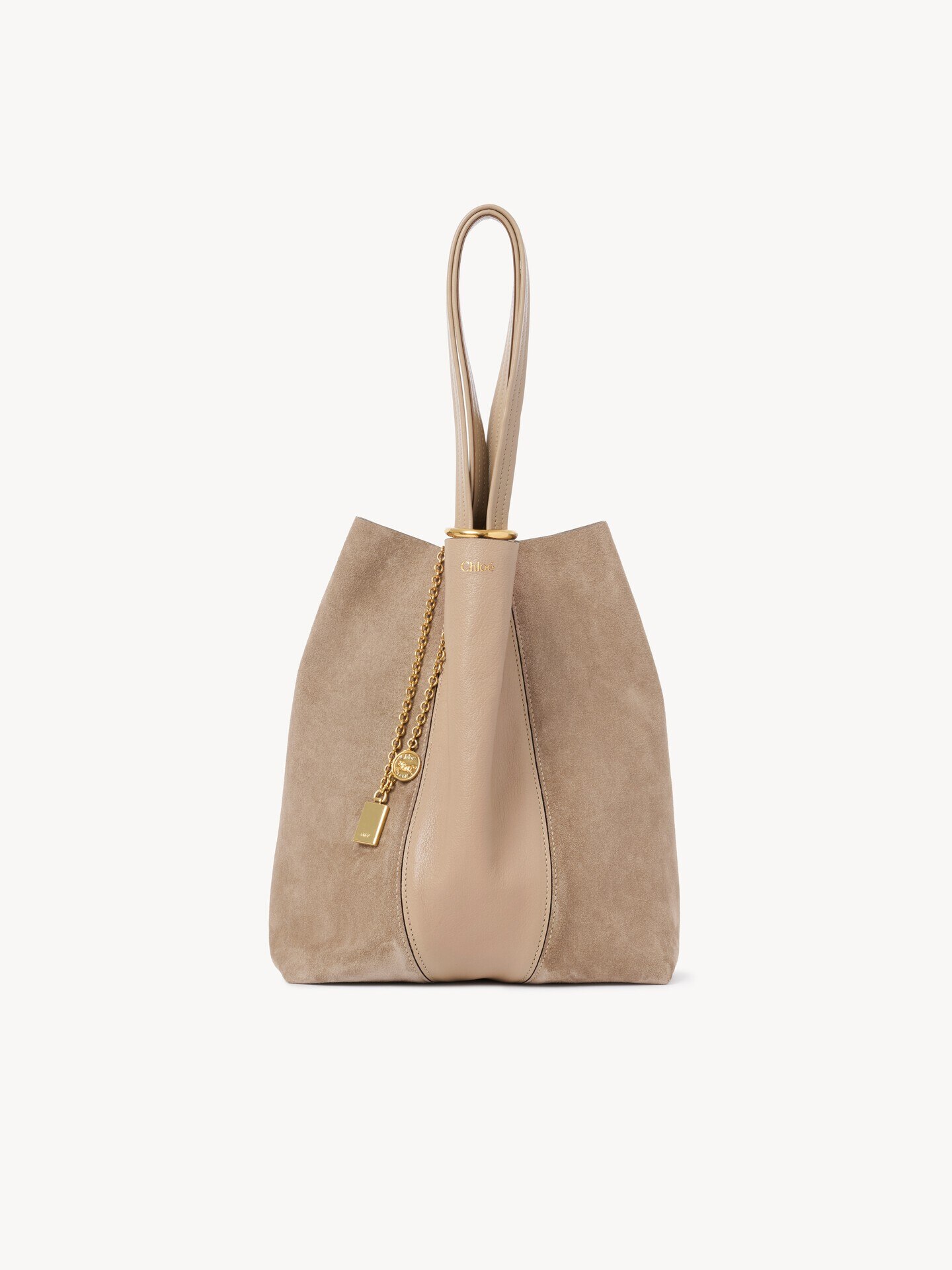 Sac cabas Chlo&eacute; Spin en cuir grain&eacute; et cuir velours - 2