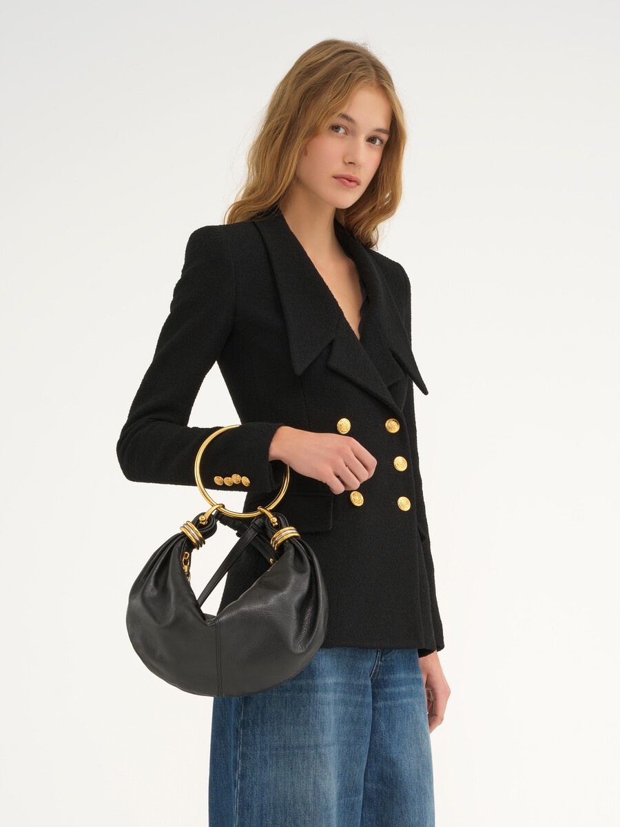 Small Bracelet Hobo bag in grained leather - 3