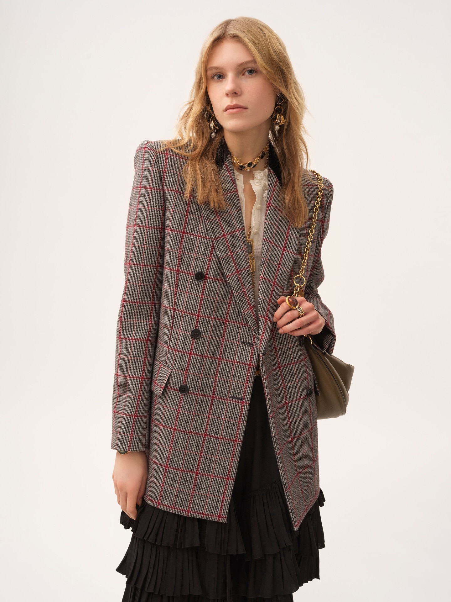 Double-breasted tailored jacket in wool check - 5