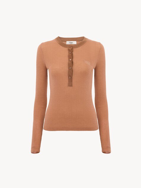 Pull henley en maille de laine extrafine