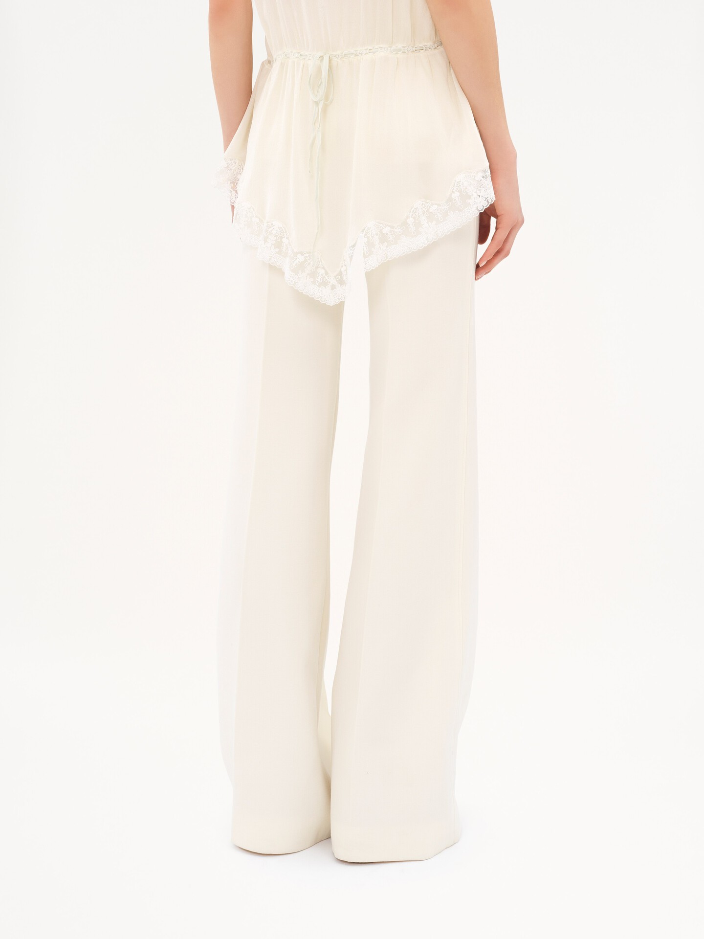 High-rise flared pants in wool grain de poudre - 6
