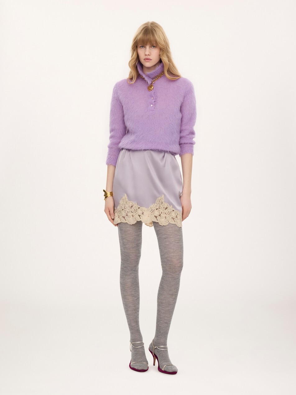 Polo jumper in an alpaca wool-blend knit