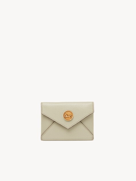 Envelope card holder in grained leather