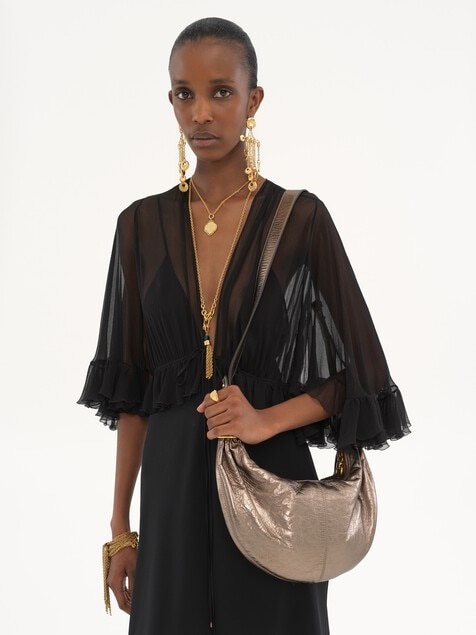 Small Bracelet Hobo bag in metallised leather