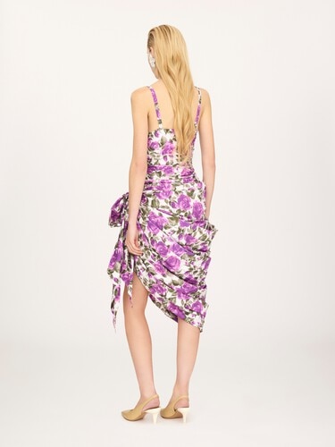 Vestido midi envolvente con cors&eacute; de popelina de algod&oacute;n - 5
