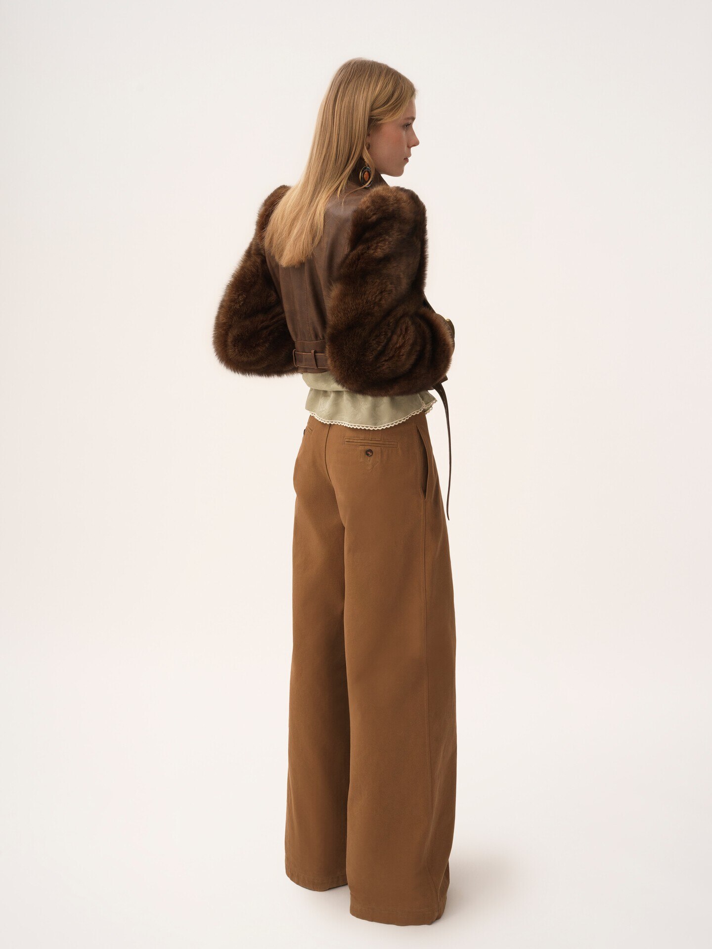 Veste courte col montant en cuir - 5