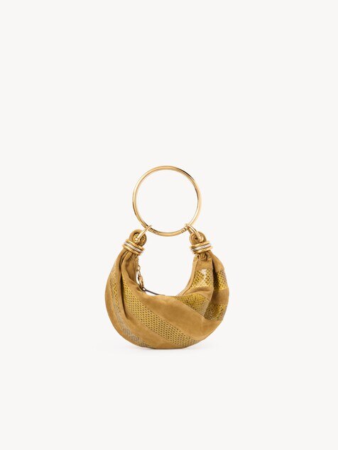 Mini Bracelet Hobo bag in suede leather & snakeskin