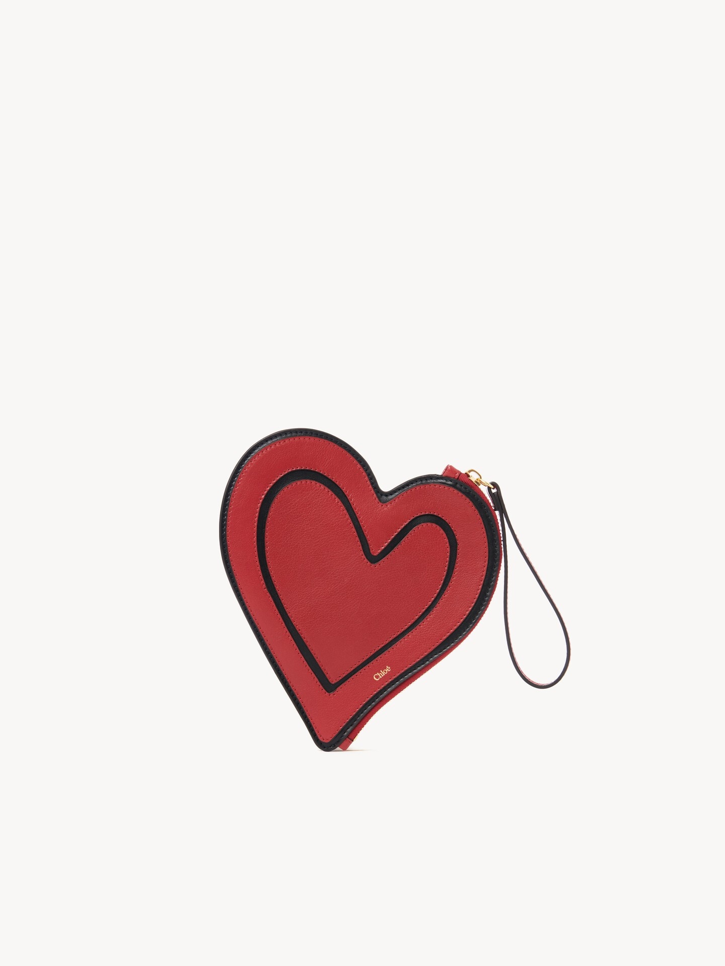 Cartera de mano plana Chlo&eacute; Symbols Heart de cuero granulado - 1