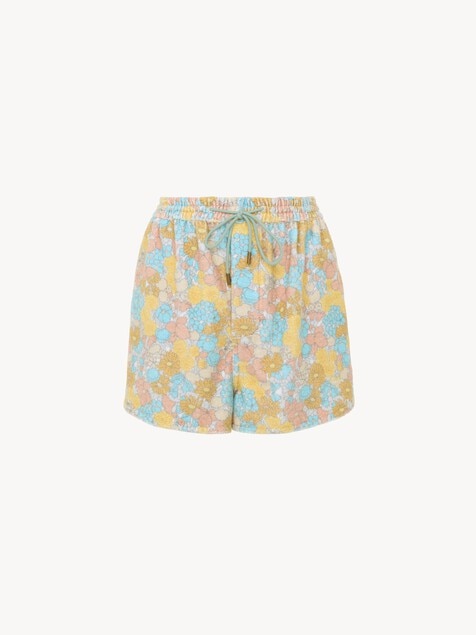Drawstring mini shorts in cotton toweling