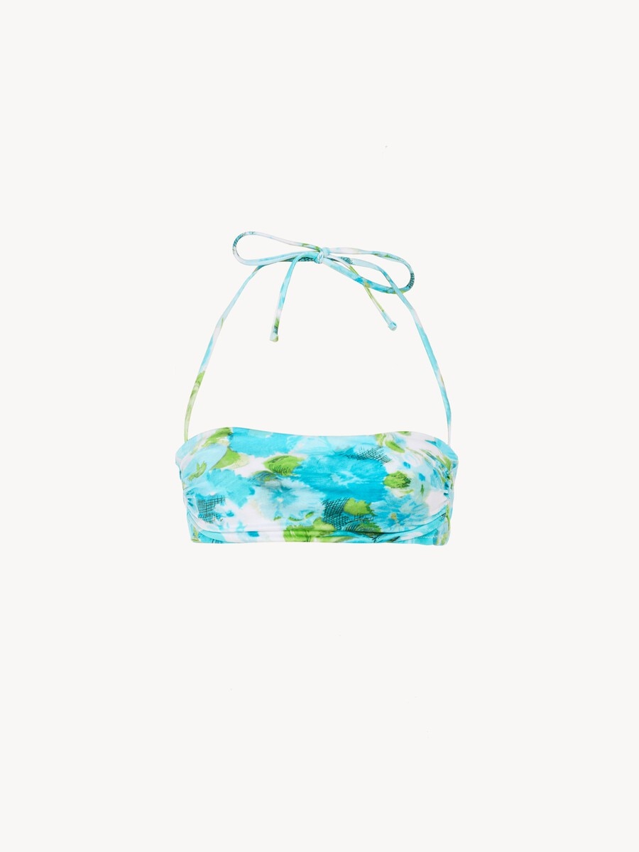 Neckholder-Bikinioberteil mit Aqua-Blumenprint - 2