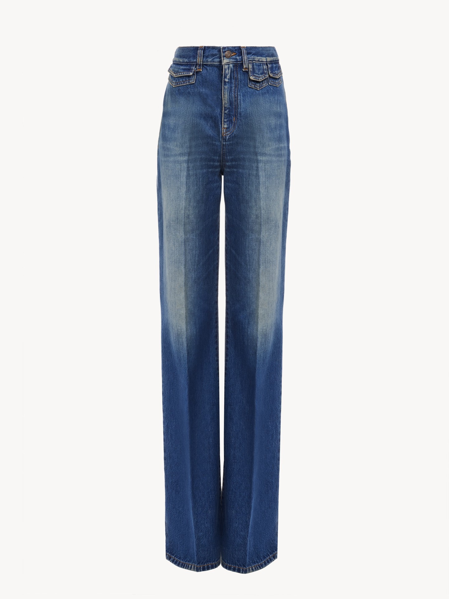 Hoch taillierte ausgestellte Jeans aus Denim - 1