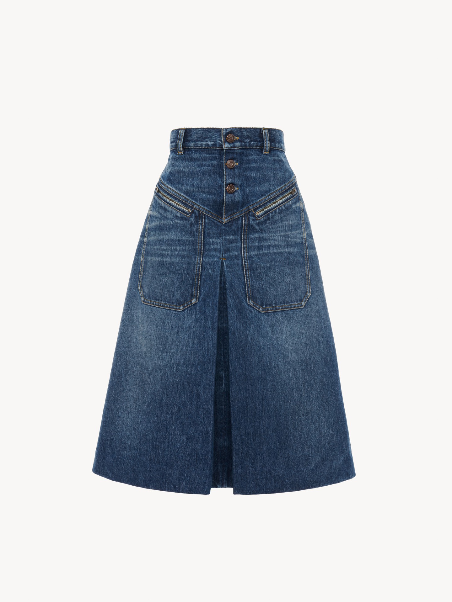 Knee-length skirt in denim - 2