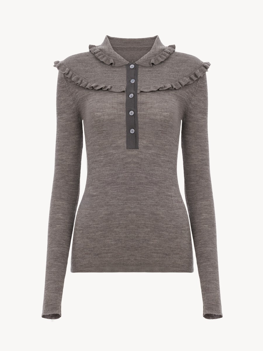Fitted Henley shirt in a superfine wool knit - 2
