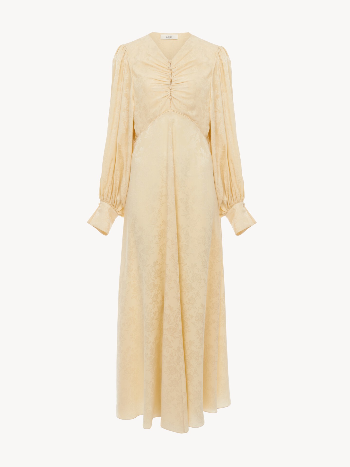 Ruched long dress in silk jacquard - 2