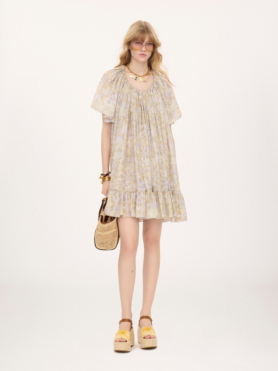 Short pleated dress in silk charmeuse - 3