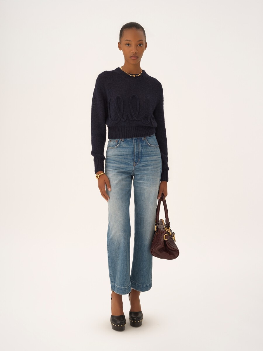 High-rise cropped jeans in denim - 3
