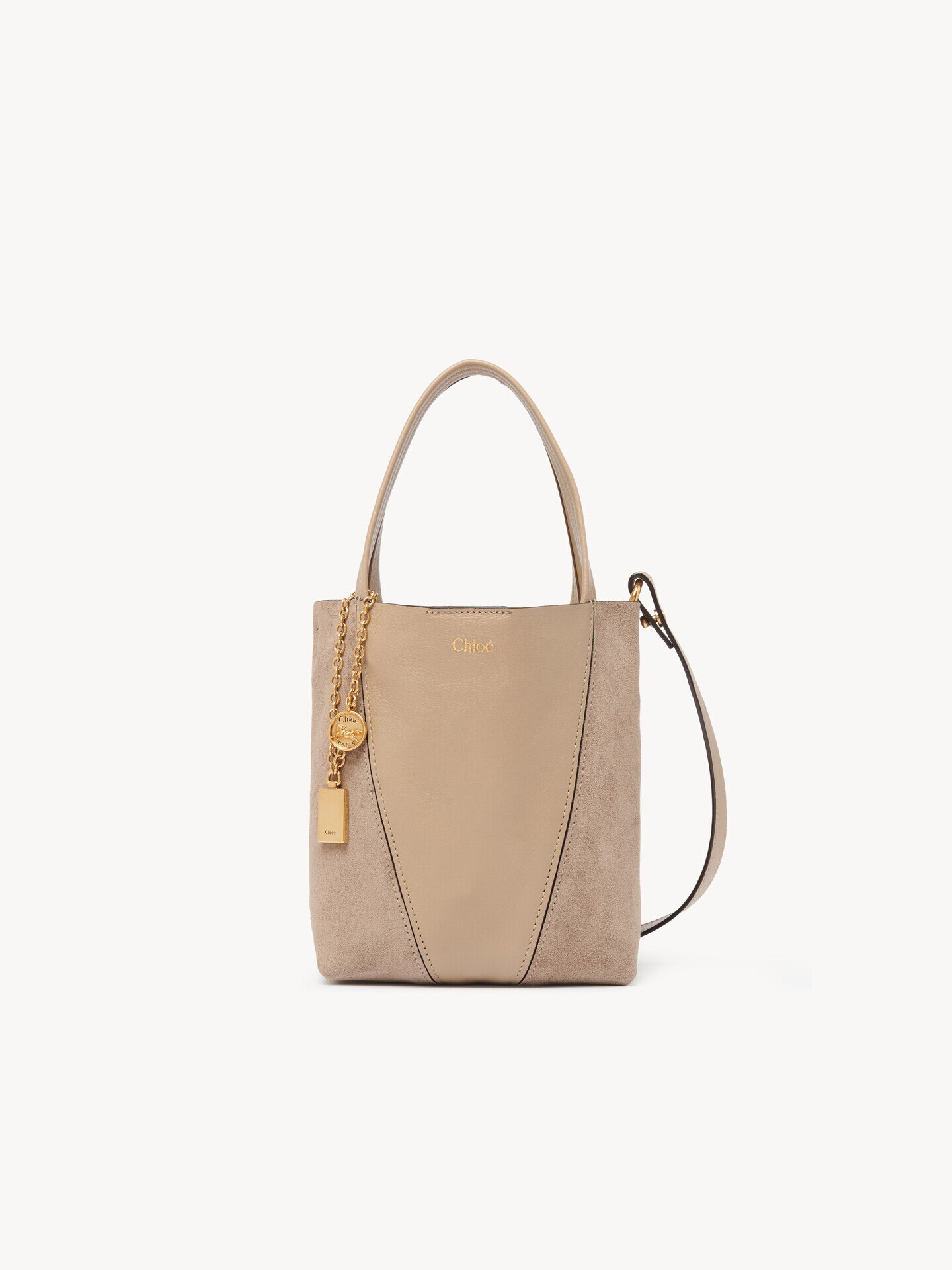 Small Chlo&eacute; Spin tote bag in grained and suede leather - 1
