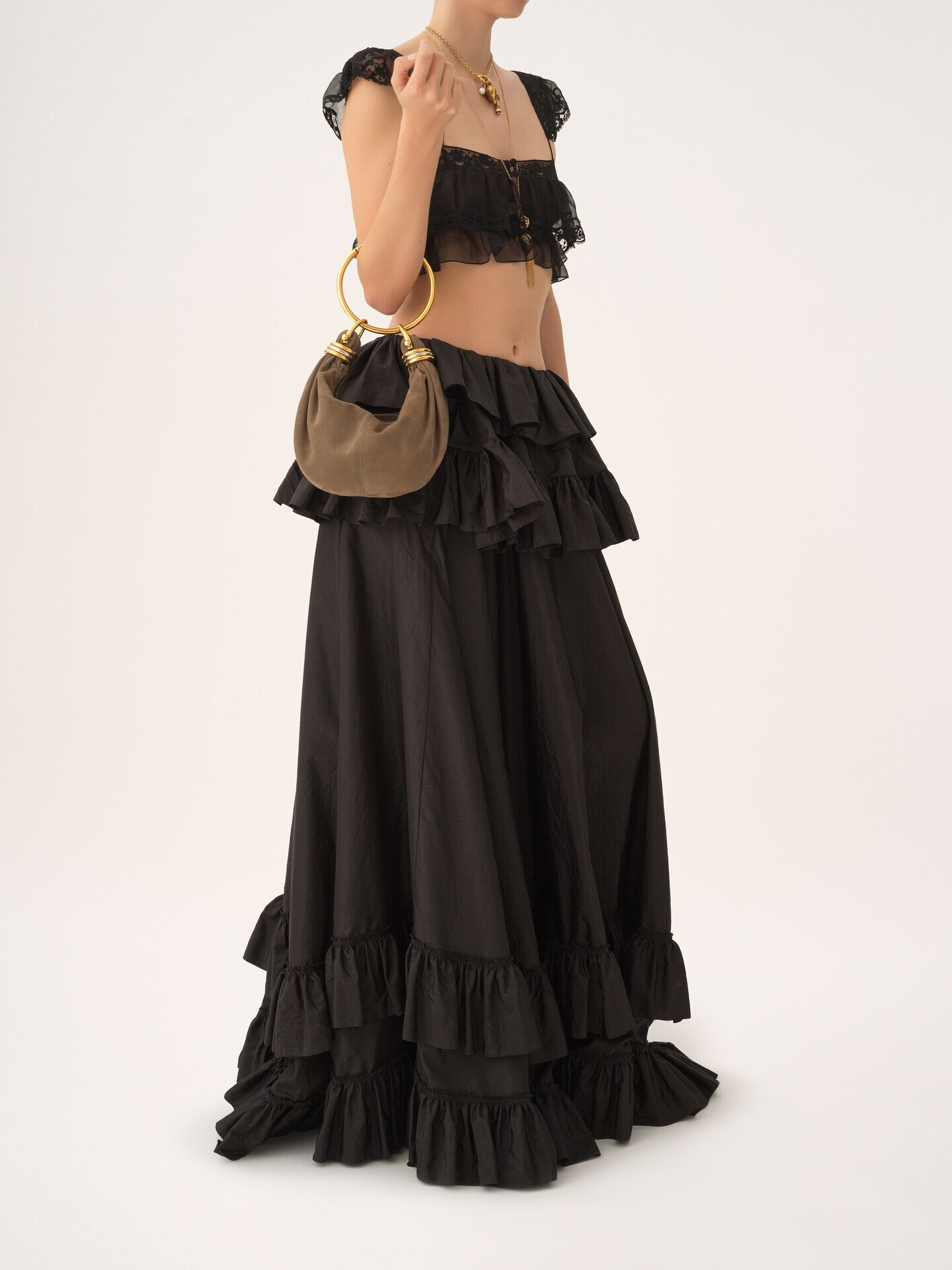Mini Bracelet Hobo bag in suede leather - 10
