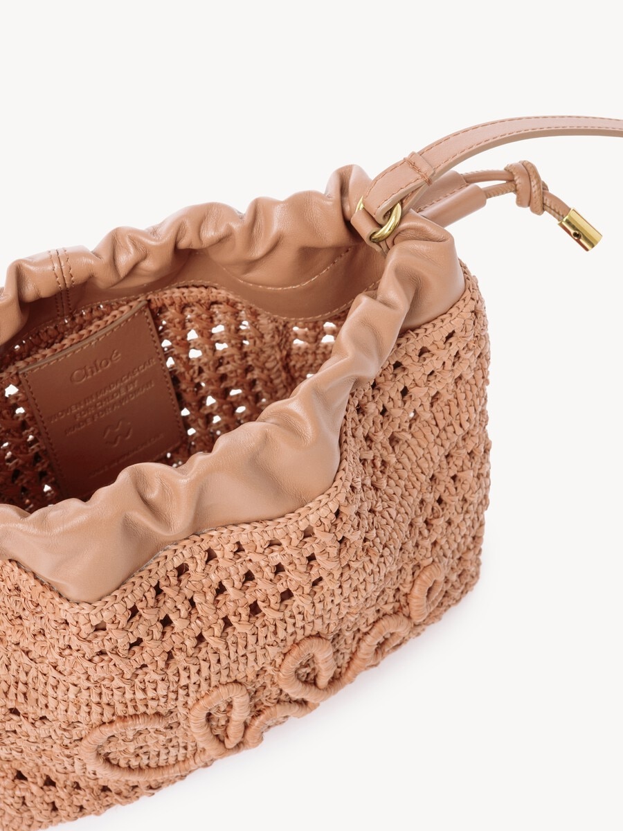 Mini Summer Banana drawstring shoulder bag in raffia - 6
