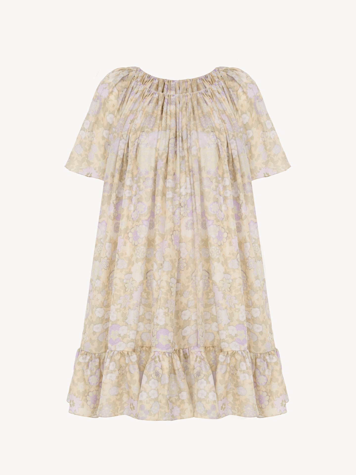 Kurzes plissiertes Kleid aus Seidencharmeuse - 2