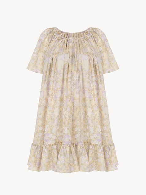 Robe courte pliss&eacute;e en charmeuse de soie