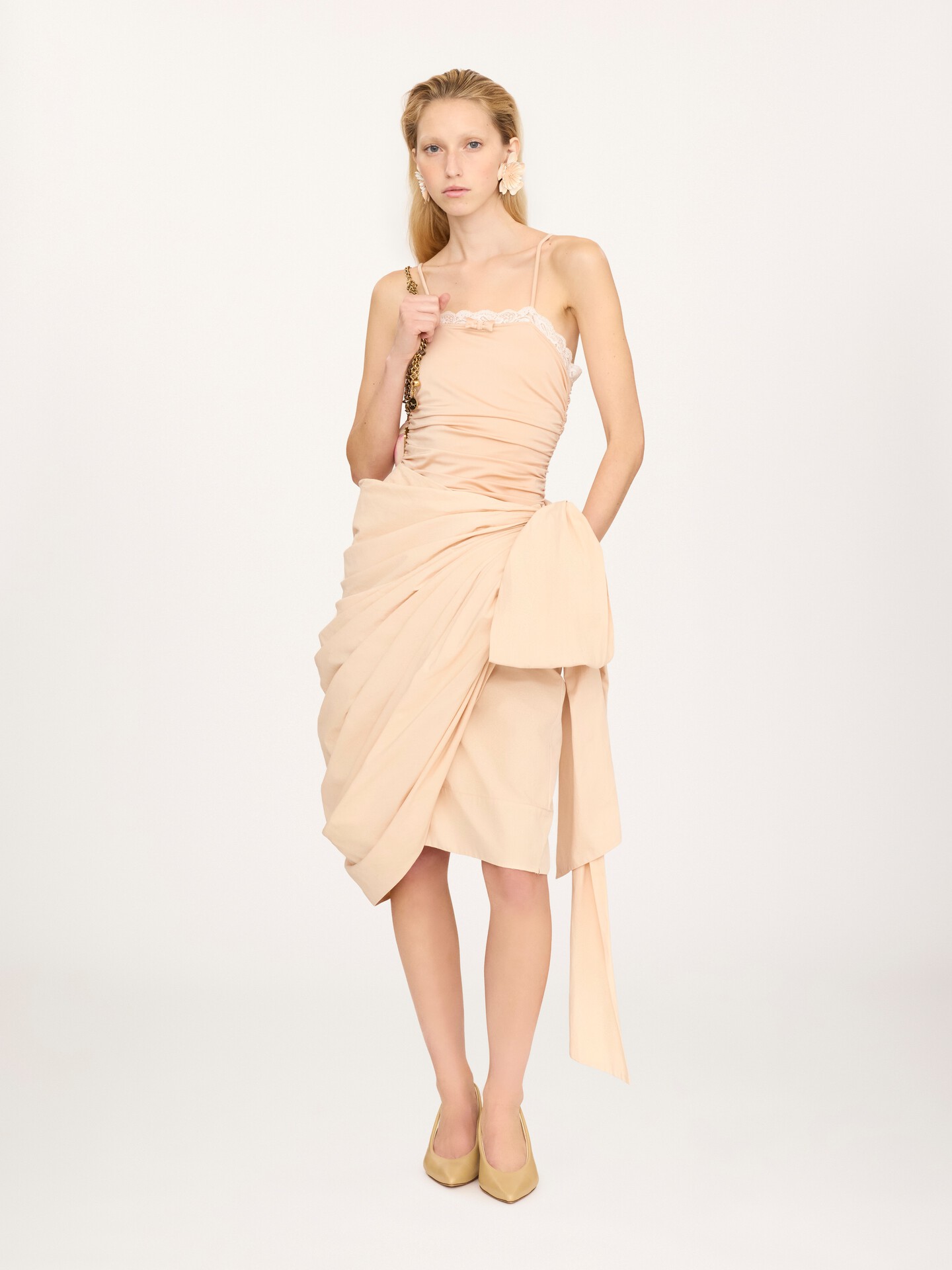 Knee-length wrap skirt in cotton poplin - 3