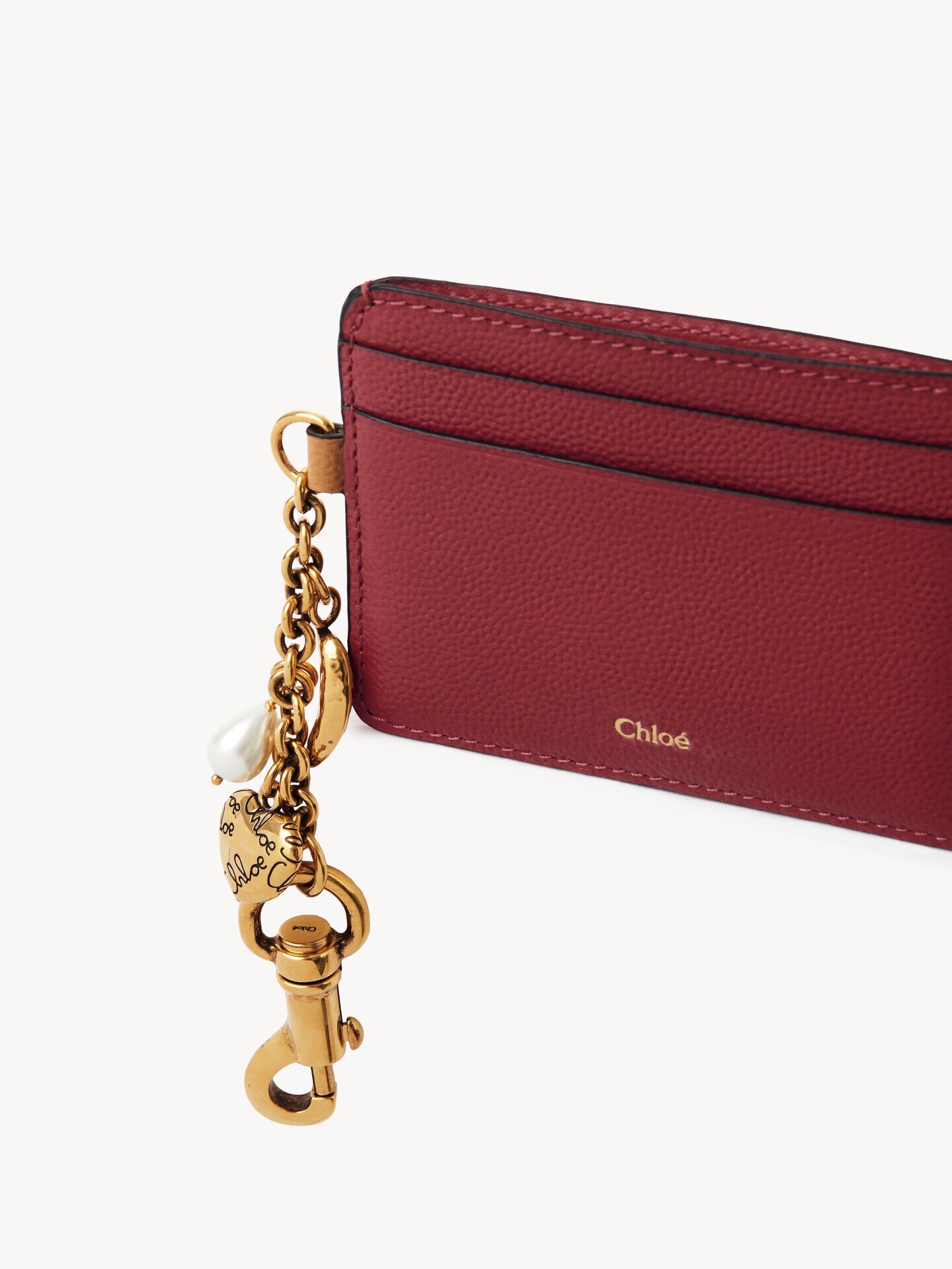 Chlo&eacute; Charms card holder in grained leather - 6