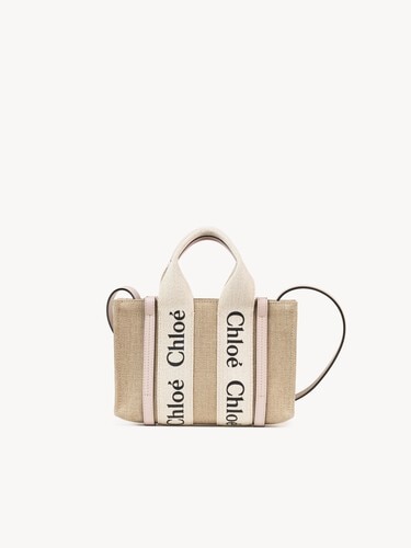Mini Woody tote bag in linen - 2