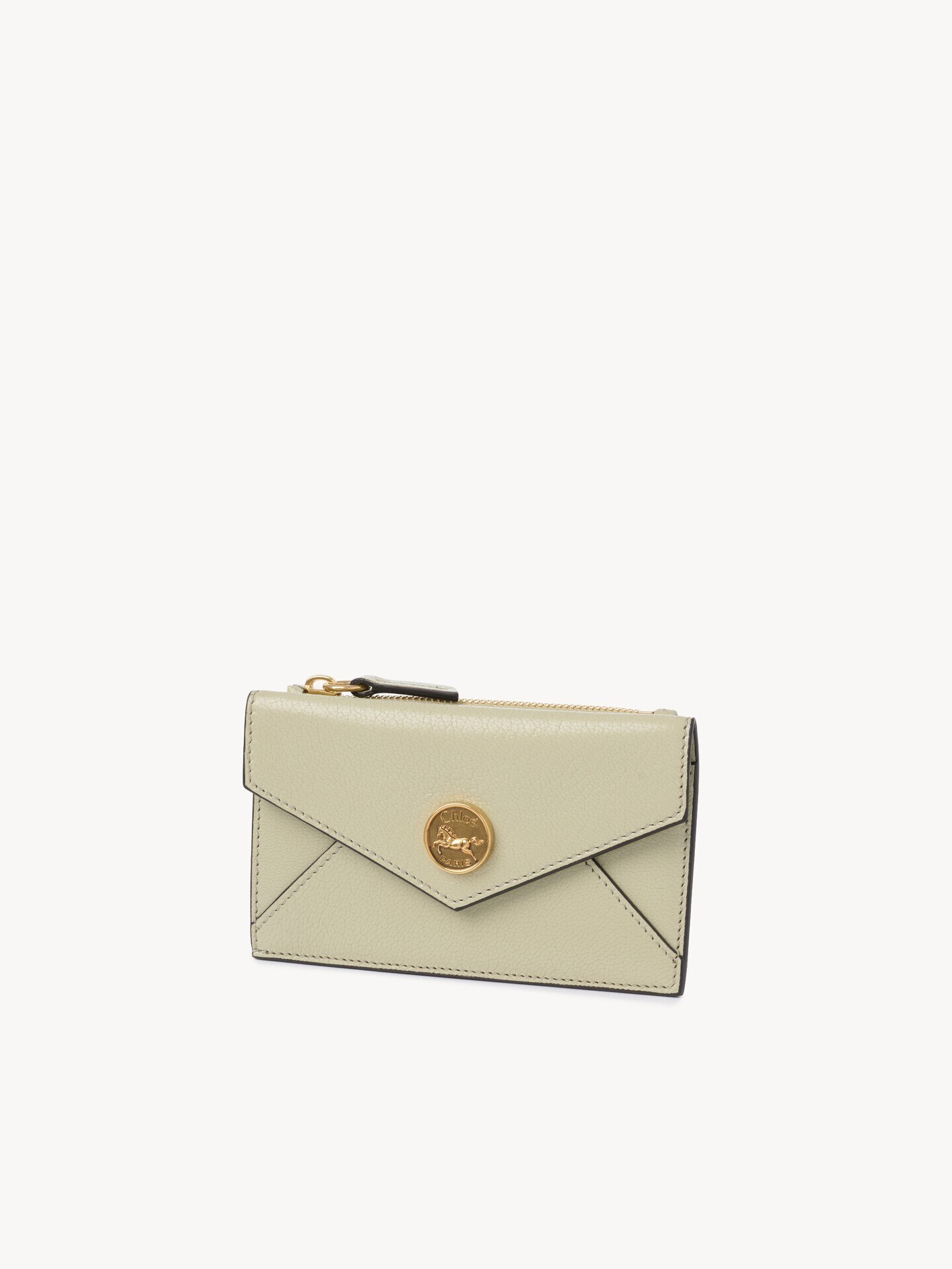 Small Envelope purse with card slots in grained leather - 3