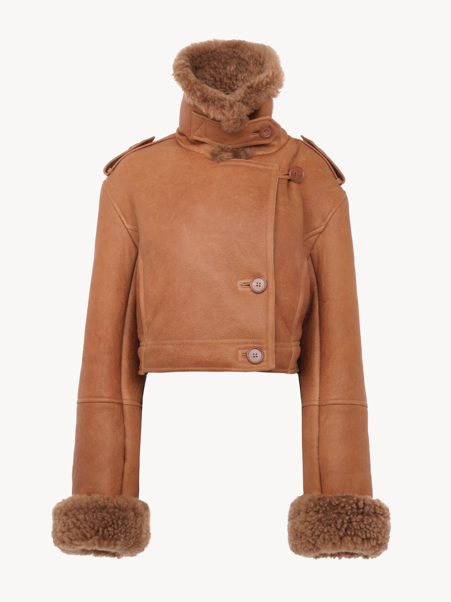 Cropped boxy jacket in leather - 2