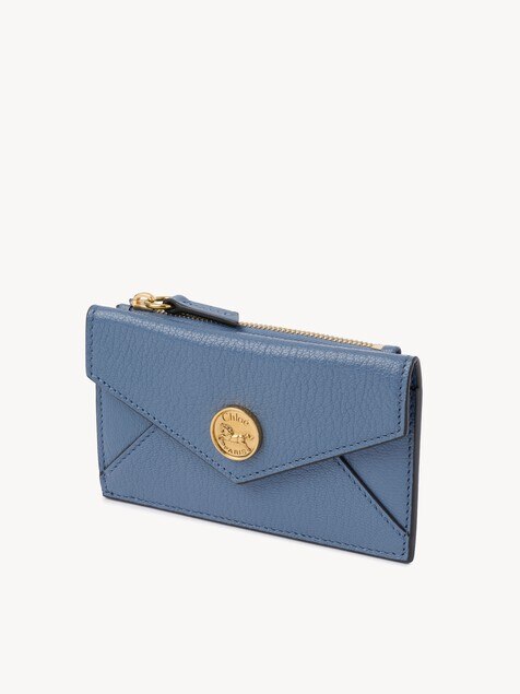 Small Envelope purse with card slots in grained leather
